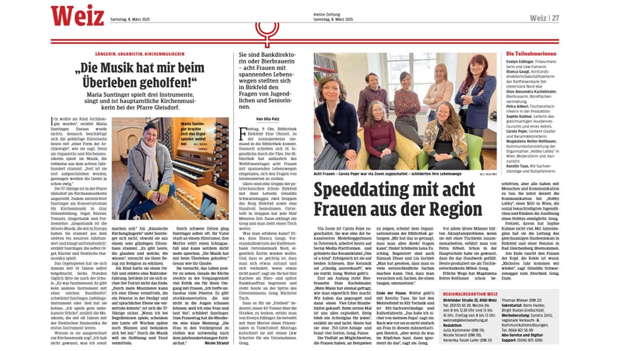 Hier ist ein Bild von einer Aktion zum Weltfrauentag zu sehen.